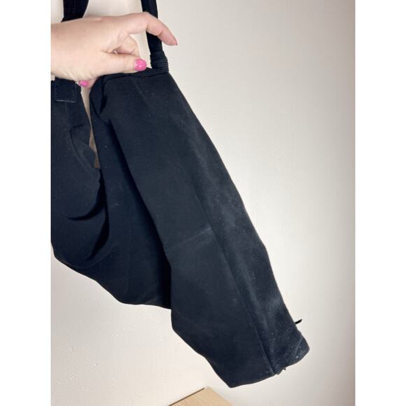 Margot Leather Hobo Tote Bag Purse Black Suede Fringe Festival Bohemian Western - Picture 3 of 10